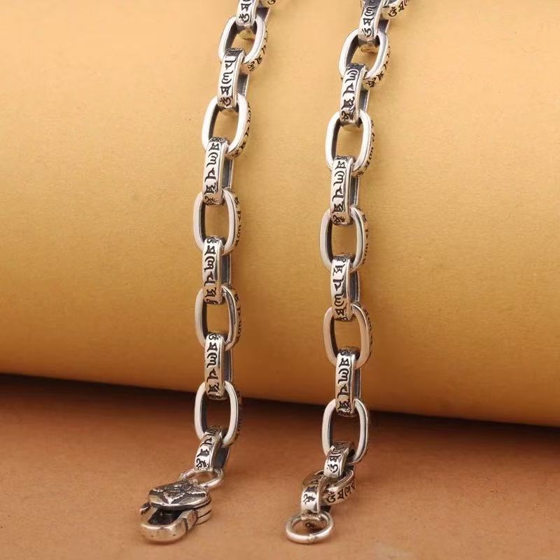 Stil etnic cu șase caractere Mantra Vajra Pestle colier bărbătesc inel cataramă personalizat retro lanț bijuterii la modă dominatoare și generoase