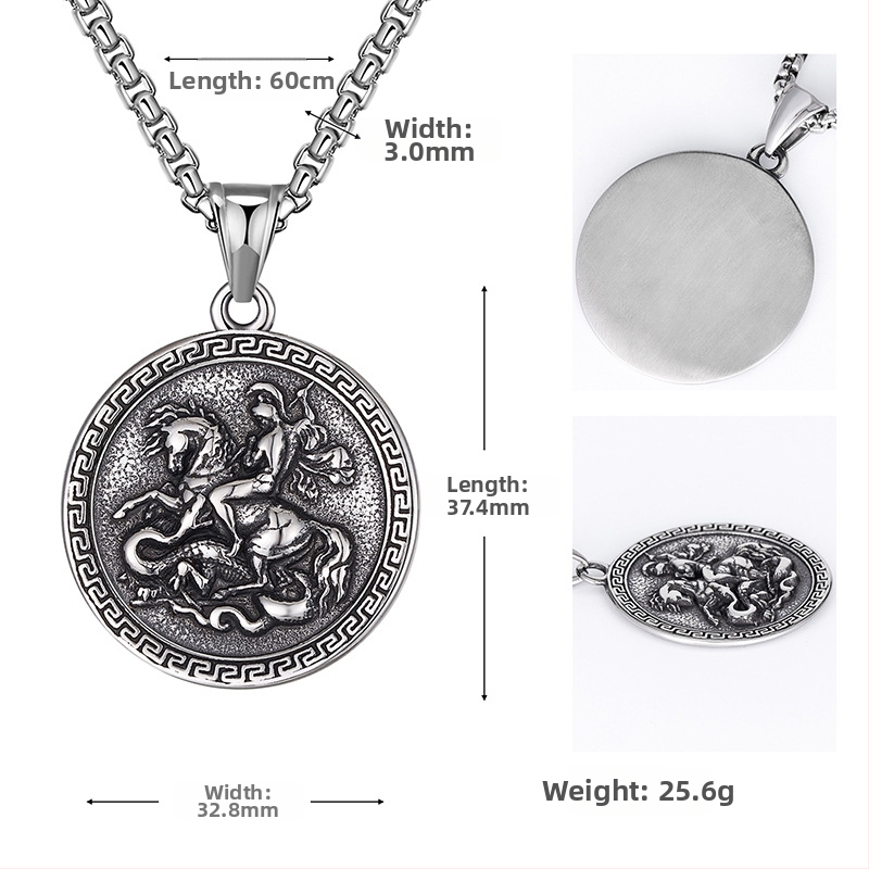Хип-хоп висулка с воин, убиващ дракон, мъжки европейски и американски бижута INS, пънк аксесоари, външна търговия, ново