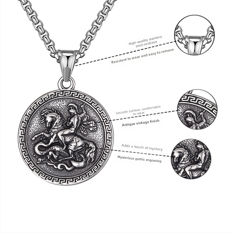 Хип-хоп висулка с воин, убиващ дракон, мъжки европейски и американски бижута INS, пънк аксесоари, външна търговия, ново