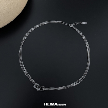 [Tan Jianci\'s Same Style] Κολιέ διπλής στρώσης με αλληλοσύνδεση για άνδρες και γυναίκες, μοντέρνα κανονική, ευέλικτη και υψηλής ποιότητας αλυσίδα κλείδας για άνδρες