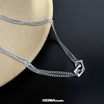 [Tan Jianci\'s Same Style] Κολιέ διπλής στρώσης με αλληλοσύνδεση για άνδρες και γυναίκες, μοντέρνα κανονική, ευέλικτη και υψηλής ποιότητας αλυσίδα κλείδας για άνδρες