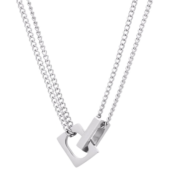 [Tan Jianci\'s Same Style] Κολιέ διπλής στρώσης με αλληλοσύνδεση για άνδρες και γυναίκες, μοντέρνα κανονική, ευέλικτη και υψηλής ποιότητας αλυσίδα κλείδας για άνδρες