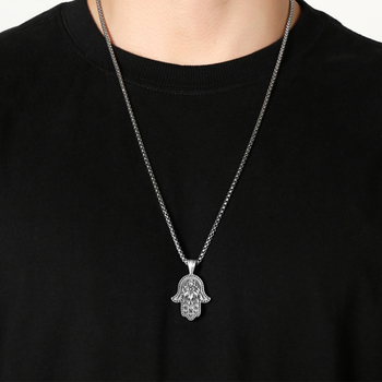 Διασυνοριακό κολιέ μενταγιόν με το χέρι της Φατιμά, με τις καλύτερες πωλήσεις, για άνδρες, ευρωπαϊκά και αμερικανικά αξεσουάρ για πάρτι Halloween