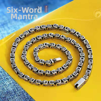 Κολιέ τετράγωνο δαχτυλίδι με σχέδιο δράκου και έξι χαρακτήρες, με σχέδιο δράκου, ανδρικό, μοντέρνο, κομψό, ρετρό, στυλ Κ