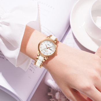 Γυναικείο Ρολόι Διπλό Ημερολόγιο Φωτιστικό Πολυτελείας Κομψό Κεραμικό Χαλαζία Γυναικείο Ρολόι Εξαιρετικά Λεπτό Μοντέρνο Αδιάβροχο Ρολόι Δώρου με Διπλή Καρδιά