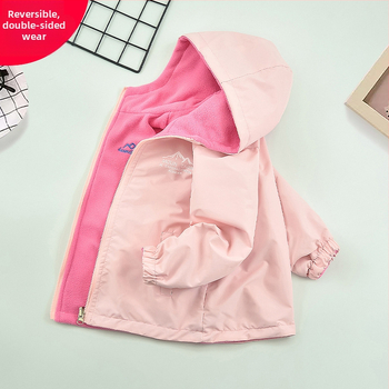Παιδικό παλτό για κορίτσια με επένδυση φλις, ανοιξιάτικο, 2025, νέο στυλ, μεσαίου και μεγάλου μεγέθους, αντιανεμικό, διπλής όψης, παιδικά ρουστίκ ρούχα, μοντέρνα, μεσαίου και μεγάλου μεγέθους μπλουζάκια, άνοιξη-φθινόπωρο και χειμώνα