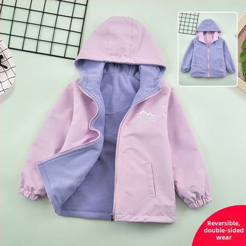 Παιδικό παλτό για κορίτσια με επένδυση φλις, ανοιξιάτικο, 2025, νέο στυλ, μεσαίου και μεγάλου μεγέθους, αντιανεμικό, διπλής όψης, παιδικά ρουστίκ ρούχα, μοντέρνα, μεσαίου και μεγάλου μεγέθους μπλουζάκια, άνοιξη-φθινόπωρο και χειμώνα