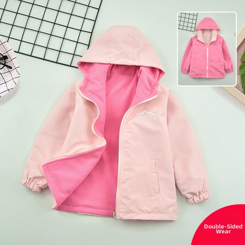Παιδικό παλτό για κορίτσια με επένδυση φλις, ανοιξιάτικο, 2025, νέο στυλ, μεσαίου και μεγάλου μεγέθους, αντιανεμικό, διπλής όψης, παιδικά ρουστίκ ρούχα, μοντέρνα, μεσαίου και μεγάλου μεγέθους μπλουζάκια, άνοιξη-φθινόπωρο και χειμώνα