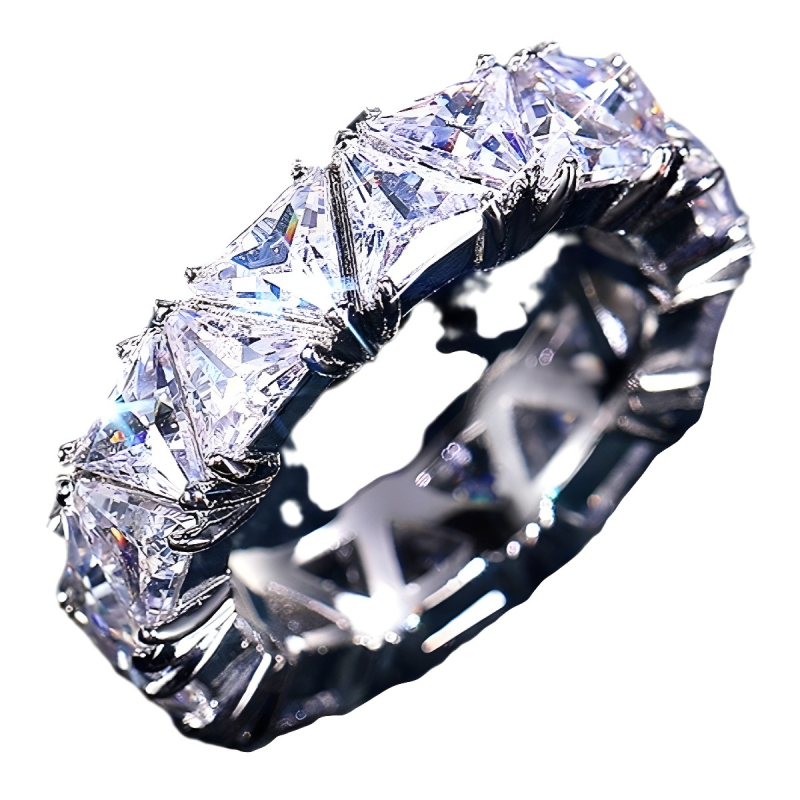 Piiriülene eBay kuummüügis käevõru sõrmus loominguline isikupärastatud moodne kerge luksuslik teemant ühe reaga kolmnurkne tsirkoonsõrmus