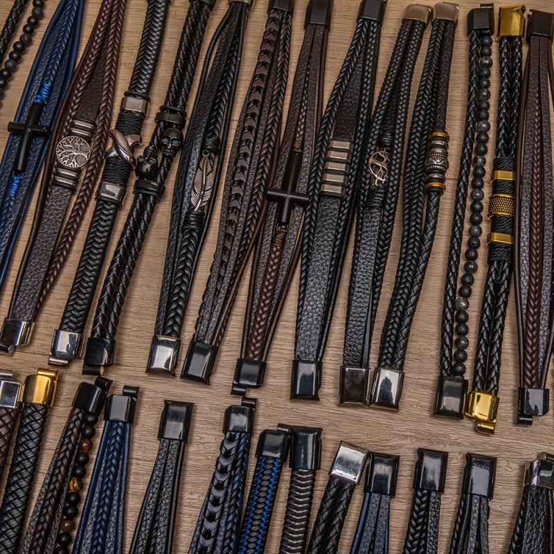 12 gab./24 gab./36 gab. nejauši jaukta Eiropas un Amerikas retro vīriešu austa aproce ar magnētisko sprādzi