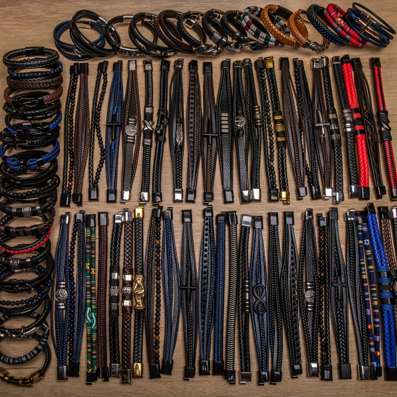 12 gab./24 gab./36 gab. nejauši jaukta Eiropas un Amerikas retro vīriešu austa aproce ar magnētisko sprādzi