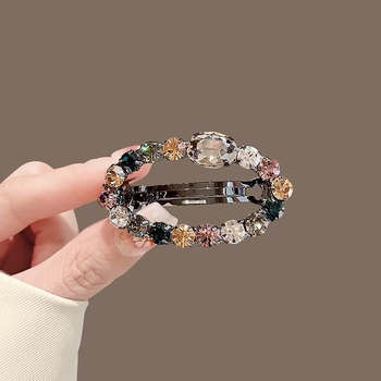 Πολύχρωμο τρυπάνι Temperament ~ κλιπ ελατηρίου στρογγυλό φουρκέτα με στρας, κλιπ κεφαλής, πάνω μέρος, φουρκέτα οριζόντιο κλιπ, κλιπ αλογοουράς