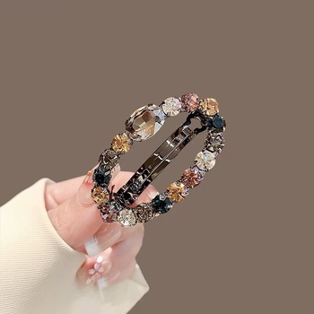 Πολύχρωμο τρυπάνι Temperament ~ κλιπ ελατηρίου στρογγυλό φουρκέτα με στρας, κλιπ κεφαλής, πάνω μέρος, φουρκέτα οριζόντιο κλιπ, κλιπ αλογοουράς