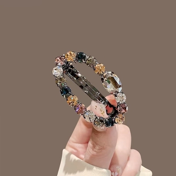 Πολύχρωμο τρυπάνι Temperament ~ κλιπ ελατηρίου στρογγυλό φουρκέτα με στρας, κλιπ κεφαλής, πάνω μέρος, φουρκέτα οριζόντιο κλιπ, κλιπ αλογοουράς