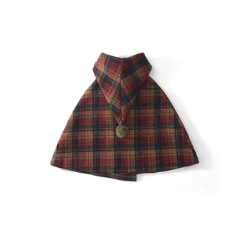 Παλτό για κορίτσια Μυτερό καπέλο Καρό Βαμβακερό Πυκνό Μάλλινο Παλτό Μανδύας 2024 Φθινόπωρο και Χειμώνας Νέα Εξωτερικού Εμπορίου Παιδικά Ρούχα