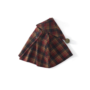 Παλτό για κορίτσια Μυτερό καπέλο Καρό Βαμβακερό Πυκνό Μάλλινο Παλτό Μανδύας 2024 Φθινόπωρο και Χειμώνας Νέα Εξωτερικού Εμπορίου Παιδικά Ρούχα