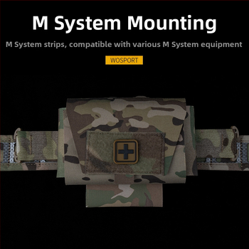 Μικρό, ελαφρύ και γρήγορο κιτ πρώτων βοηθειών καμουφλάζ Wosport V2 m, τοποθετημένο σε σύστημα, διαιρούμενου τύπου, οριζόντιας έλξης, σχεδιασμός γρήγορης απελευθέρωσης