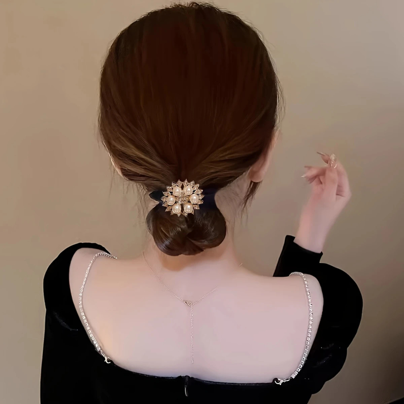 10 gabalėlių cirkonio imitacijos plaukų juostų, pasižyminčių prabangiu pojūčiu, madingais arklio uodegos ryšuliais, mieli, elastingi, paprasti ir elegantiški moterims