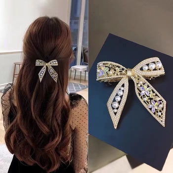 Κομψό κλιπ μαλλιών Lynnroman με φιόγκο, κλιπ για αφέλειες, πλαϊνό κλιπ, κλιπ για φουρκέτα, κλιπ για τη ρίζα των μαλλιών με άνοιξη