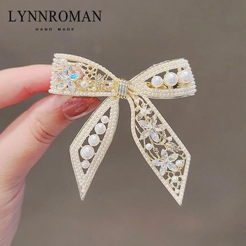 Κομψό κλιπ μαλλιών Lynnroman με φιόγκο, κλιπ για αφέλειες, πλαϊνό κλιπ, κλιπ για φουρκέτα, κλιπ για τη ρίζα των μαλλιών με άνοιξη