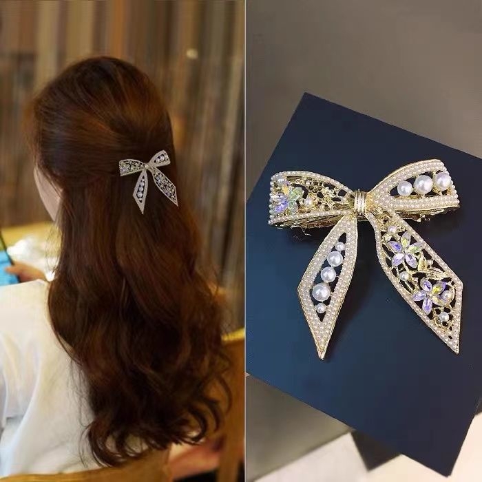 Κομψό κλιπ μαλλιών Lynnroman με φιόγκο, κλιπ για αφέλειες, πλαϊνό κλιπ, κλιπ για φουρκέτα, κλιπ για τη ρίζα των μαλλιών με άνοιξη