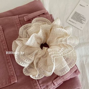 Bijeli dvostruki čipkasti prsten za kosu s debelim crijevom, dodaci za kosu, ženska tijara za princezu, prsten za kosu na stražnjoj strani glave, kuglasti prsten za kosu s repom, uže za kosu