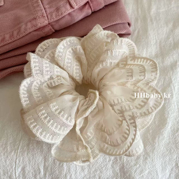 Λευκό διπλό δαντέλα με δαχτυλίδι μαλλιών για το μεγάλο έντερο, αξεσουάρ μαλλιών, γυναικείο δαχτυλίδι μαλλιών με τιάρα πριγκίπισσας, με αλογοουρά, σχοινί μαλλιών