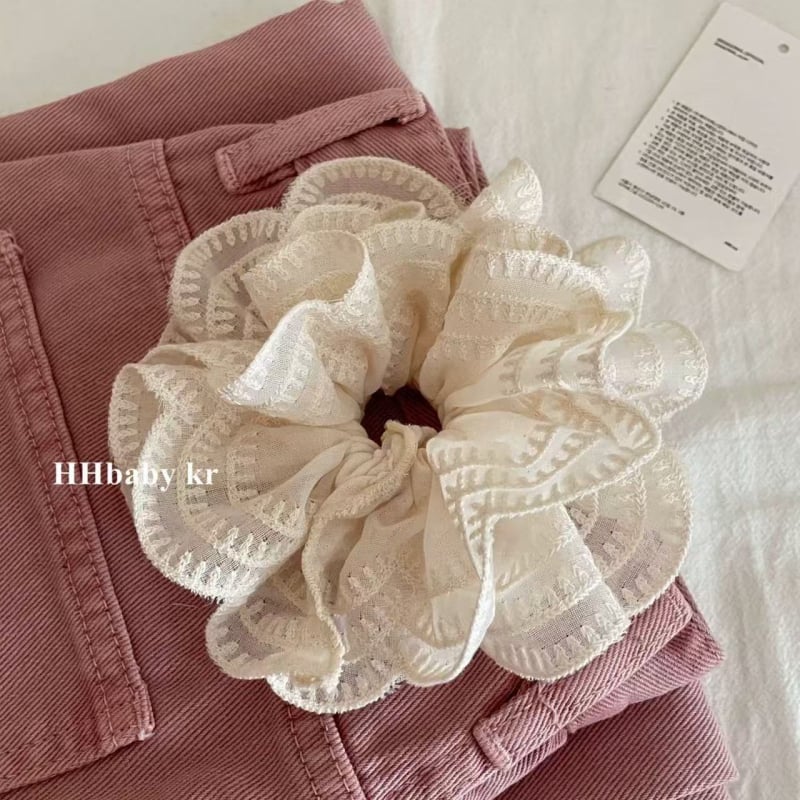 Bijeli dvostruki čipkasti prsten za kosu s debelim crijevom, dodaci za kosu, ženska tijara za princezu, prsten za kosu na stražnjoj strani glave, kuglasti prsten za kosu s repom, uže za kosu