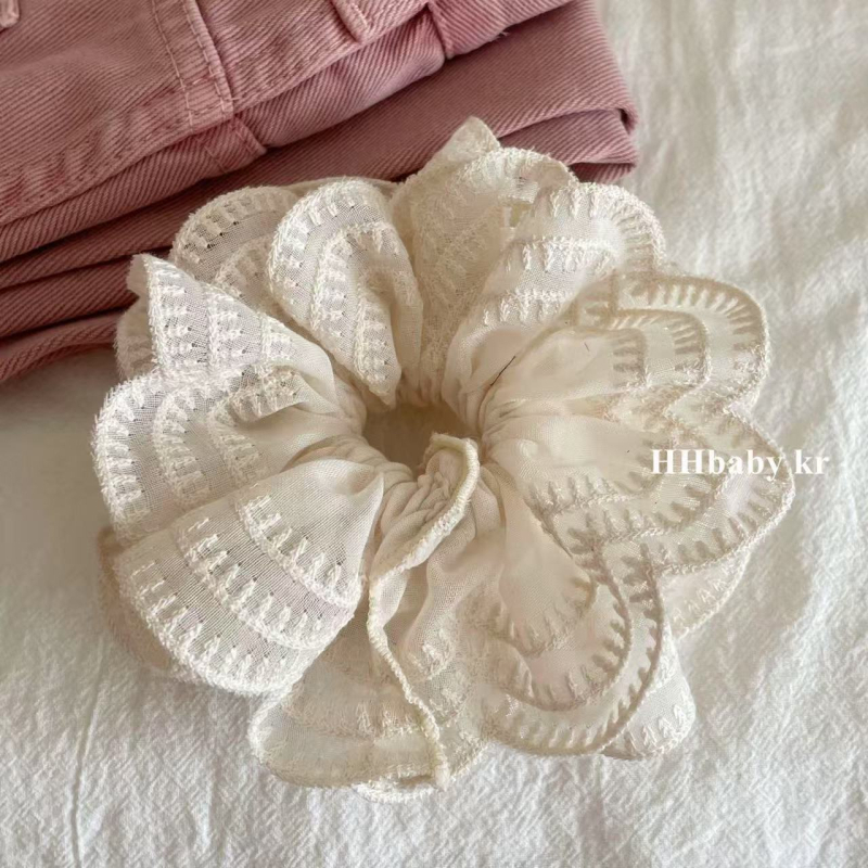 Bijeli dvostruki čipkasti prsten za kosu s debelim crijevom, dodaci za kosu, ženska tijara za princezu, prsten za kosu na stražnjoj strani glave, kuglasti prsten za kosu s repom, uže za kosu