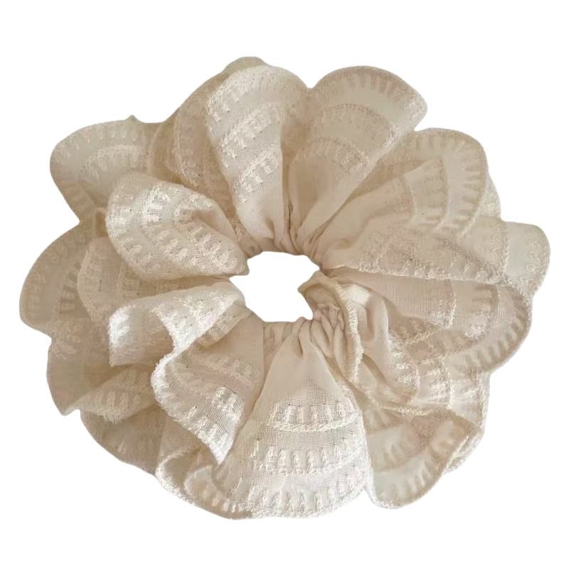 Bijeli dvostruki čipkasti prsten za kosu s debelim crijevom, dodaci za kosu, ženska tijara za princezu, prsten za kosu na stražnjoj strani glave, kuglasti prsten za kosu s repom, uže za kosu