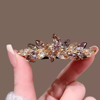 Φουρκέτα φουρκέτας υψηλής ποιότητας με κρυστάλλινο λουλούδι, εξαιρετικό κλιπ άνοιξης για τη μητέρα, κομψή φουρκέτα δεμένη στο πίσω μέρος του κεφαλιού, κομψό αξεσουάρ μαλλιών