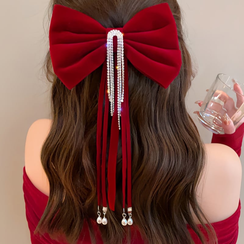 Mladenka zdravica Večernja haljina Crvena mašna Ukrašavanje za kosu Nakit Zaruke Vjenčanje Jednostavna i elegantna vrhunska ukosnica za kosu Veleprodaja