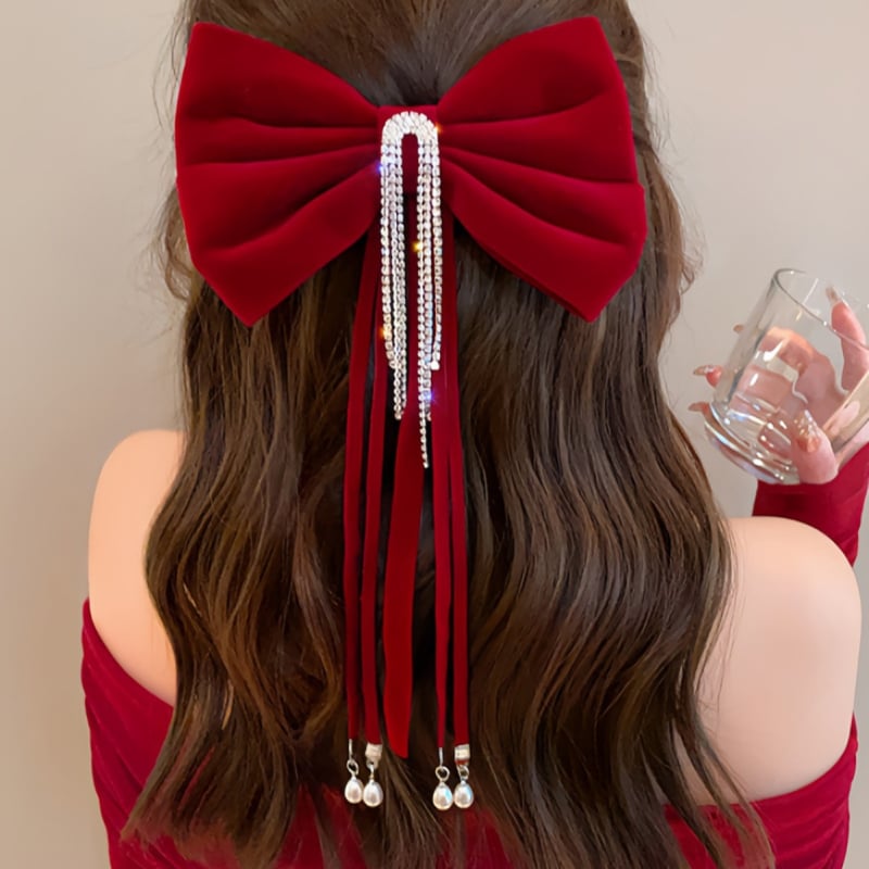 Mladenka zdravica Večernja haljina Crvena mašna Ukrašavanje za kosu Nakit Zaruke Vjenčanje Jednostavna i elegantna vrhunska ukosnica za kosu Veleprodaja