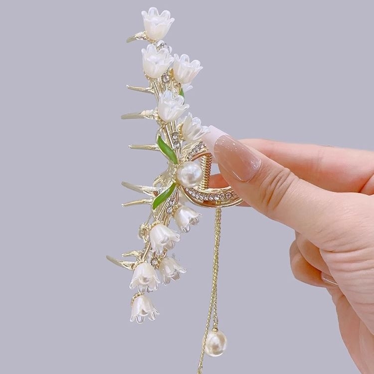 Clemă elegantă cu ciucuri Suzuki Orchid Pearl pentru femei, 2023, cu design elegant, pentru păr, accesorii pentru păr