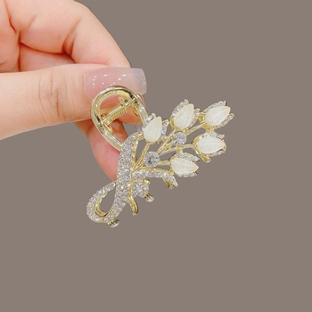 Κορεάτικου στιλ υψηλής ποιότητας με στρας και γλάσο, κλιπ για το πίσω μέρος της κεφαλής, μεσαίου μεγέθους κλιπ για το κεφάλι, μισό δέσιμο, κομψή φουρκέτα για γυναίκες