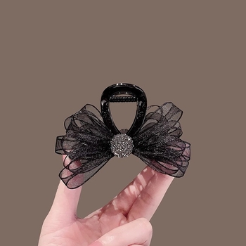 Agrafă de păr de înaltă calitate pentru femei cu volum mic de păr, păr legat pe jumătate, clemă cu fundă, agrafă mică pe ceafă, accesoriu de cap cu agrafă