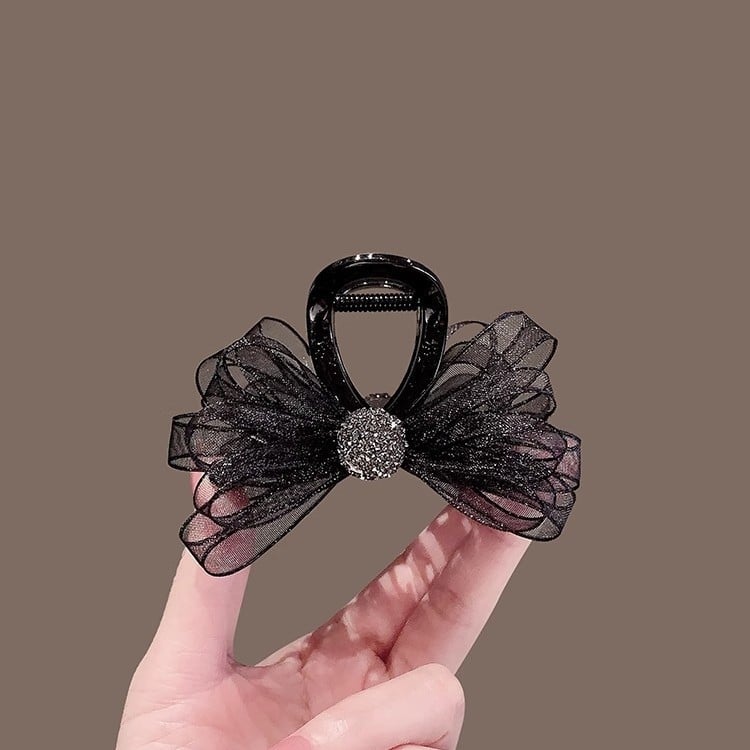 Agrafă de păr de înaltă calitate pentru femei cu volum mic de păr, păr legat pe jumătate, clemă cu fundă, agrafă mică pe ceafă, accesoriu de cap cu agrafă
