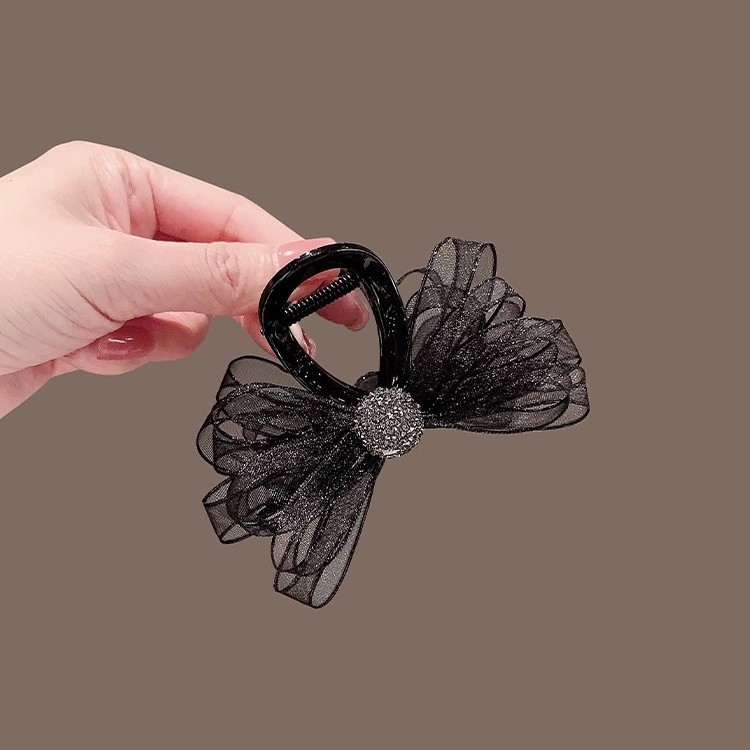 Agrafă de păr de înaltă calitate pentru femei cu volum mic de păr, păr legat pe jumătate, clemă cu fundă, agrafă mică pe ceafă, accesoriu de cap cu agrafă