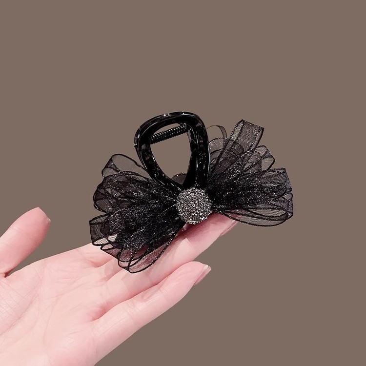 Agrafă de păr de înaltă calitate pentru femei cu volum mic de păr, păr legat pe jumătate, clemă cu fundă, agrafă mică pe ceafă, accesoriu de cap cu agrafă