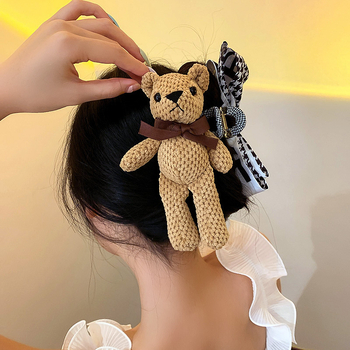 Κλιπ για το πίσω μέρος του κεφαλιού αρκούδας, χαριτωμένο κλιπ καρχαρία, κλιπ μαλλιών, μοντέρνο γυναικείο κλιπ μαλλιών με φιόγκο, μεγάλα αξεσουάρ μαλλιών