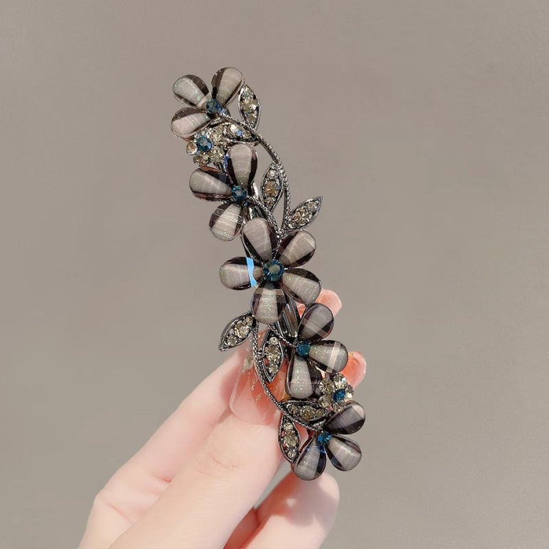 Nova visokokvalitetna opsidijanska ukosnica s cvijetom i proljetnom kopčom za kosu, ukosnica za kosu s temperamentnom kopčom, pribor za kosu, kopča s jednom riječi, veleprodaja