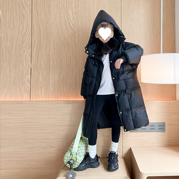 Meiteņu dūnu jaka, gara, 2023. gada, jauna, sieviešu, moderna, sabiezināta ceļgala 90. līmeņa, balta, pīles dūnu ziemas mētelis, moderns