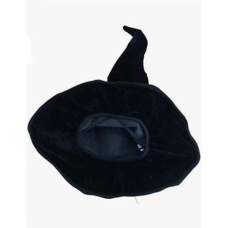 Pălărie răsucită de vrăjitoare de Halloween în stoc cu pânză de păianjen, pălărie răsucită de vrăjitoare din catifea neagră