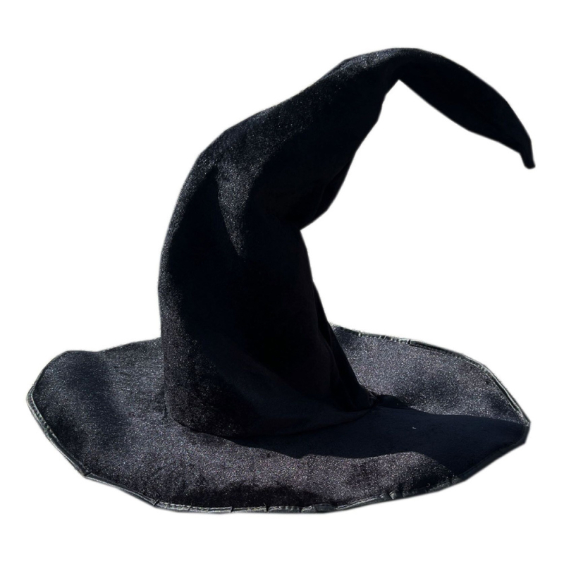 Pălărie răsucită de vrăjitoare de Halloween în stoc cu pânză de păianjen, pălărie răsucită de vrăjitoare din catifea neagră