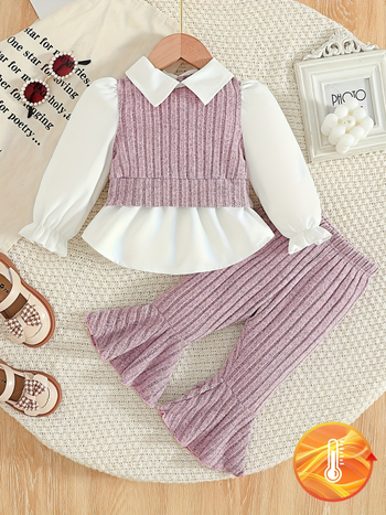 2025 Cross-Border New European and American Girls Jarný a jesenný dvojdielny rebrovaný košeľový oblek Cross-Border Dropshipping