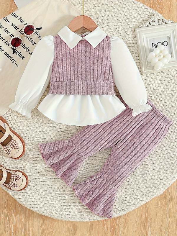 2025 Cross-Border New European and American Girls Jarný a jesenný dvojdielny rebrovaný košeľový oblek Cross-Border Dropshipping