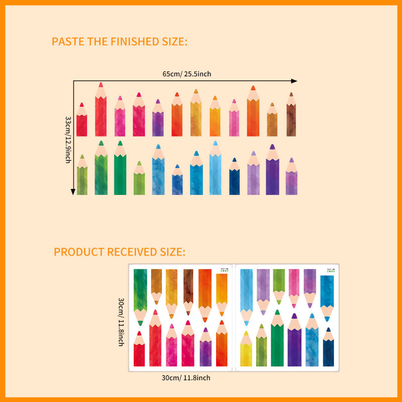 Koomiksivärviliste värvipliiatsitega aknakleebised, isekleepuvad seinakleebised, kunstistuudio toa ukse- ja aknakaunistamise kleebised