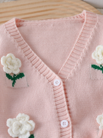 25 Διασυνοριακά Δημοφιλή Μωρό Κορίτσι Χαριτωμένο Χειροποίητο Πλεκτό Ζακέτα με Λουλούδια και Γάντζο, Ολόσωμη Φόρμα, Σλιπ με Σέρνεται