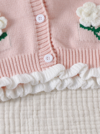 25 Διασυνοριακά Δημοφιλή Μωρό Κορίτσι Χαριτωμένο Χειροποίητο Πλεκτό Ζακέτα με Λουλούδια και Γάντζο, Ολόσωμη Φόρμα, Σλιπ με Σέρνεται