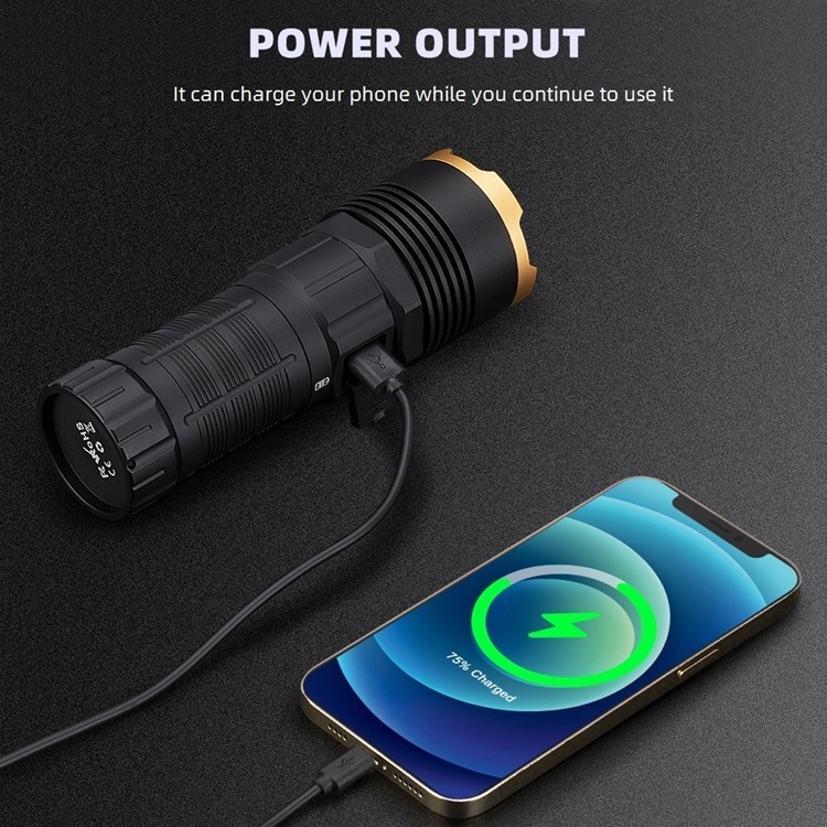 Lanternă cu LED-uri cu laser alb, afișaj digital transfrontalier, lumină puternică, reîncărcabilă, lanterna de urgență pentru exterior, cu rază lungă de acțiune X99
